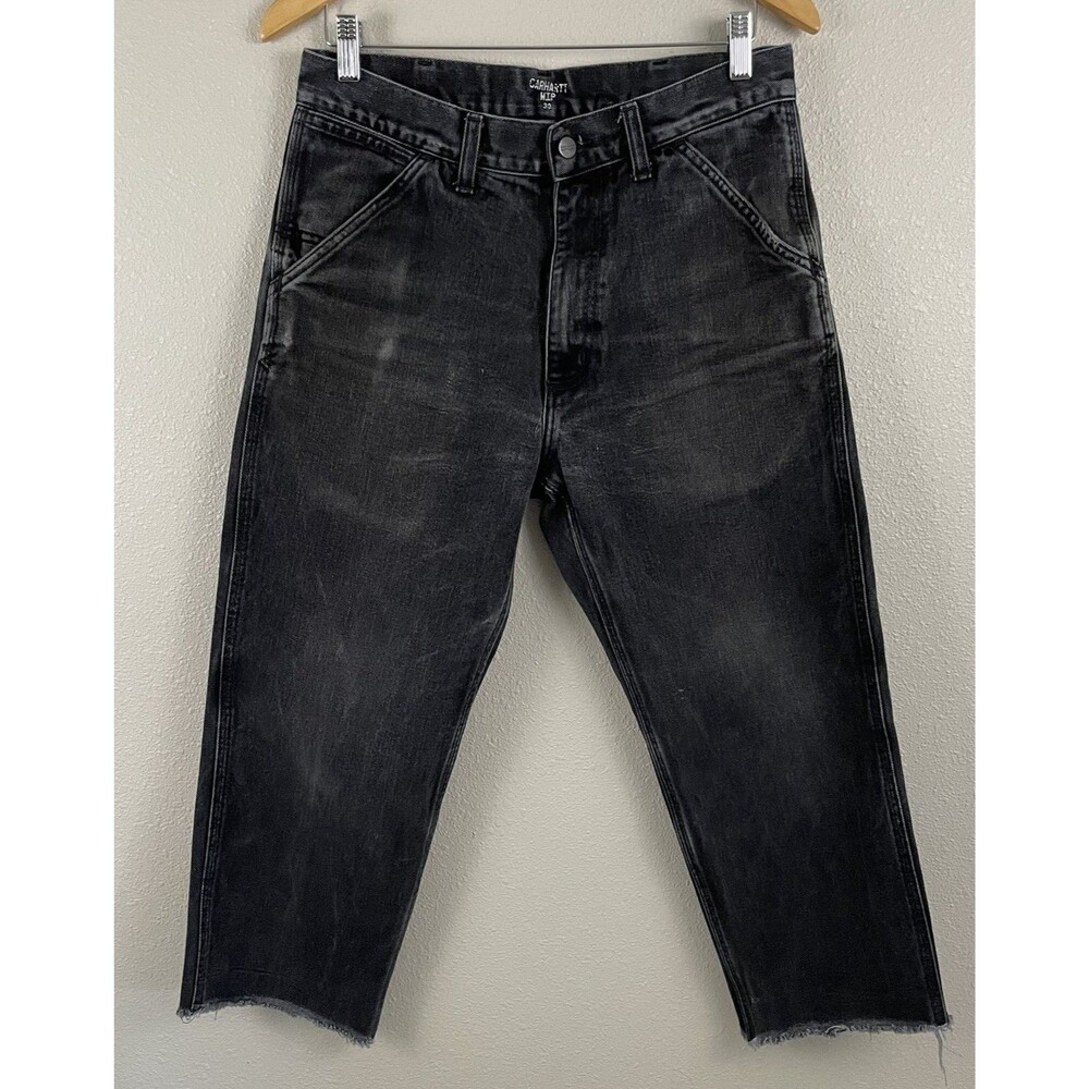 Carhartt WIP Penrod 30 Faded Black Raw Cut Hem Missing Brand Patch Streetwear
